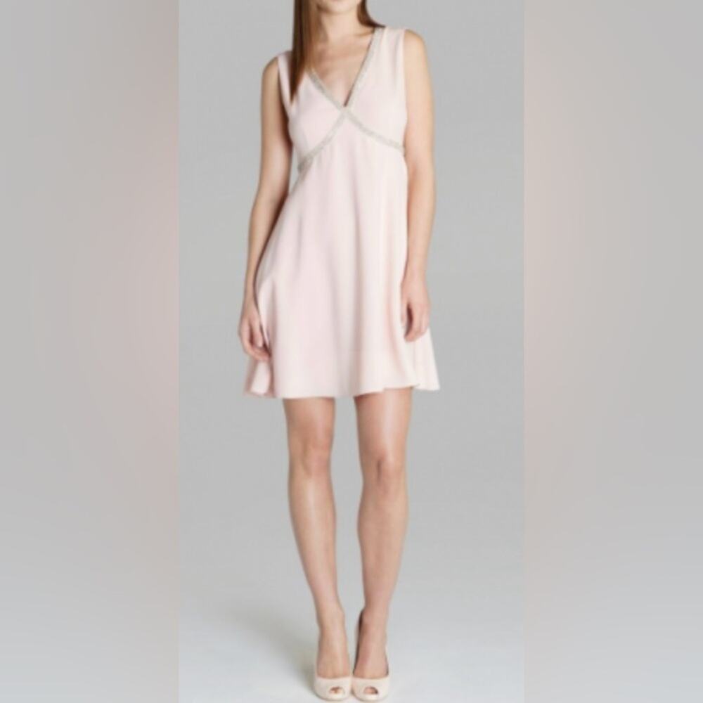 Ted Baker Caylin Embellished Cross Over Front Dress Light Pink Sleeveless 3
